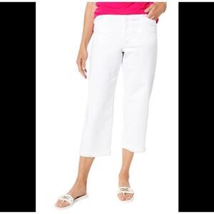 Susan Graver - Stretch Denim Wide-Leg Crop Jeans w/ Fray - White sz 22W new WJ83